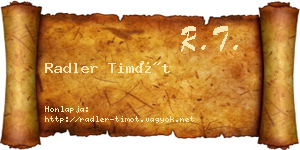 Radler Timót névjegykártya